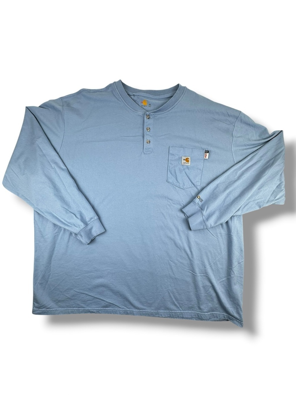 Carhartt FR Force Cotton LS Henley Medium Blue 4XL NWOT Flame Resistant Men's